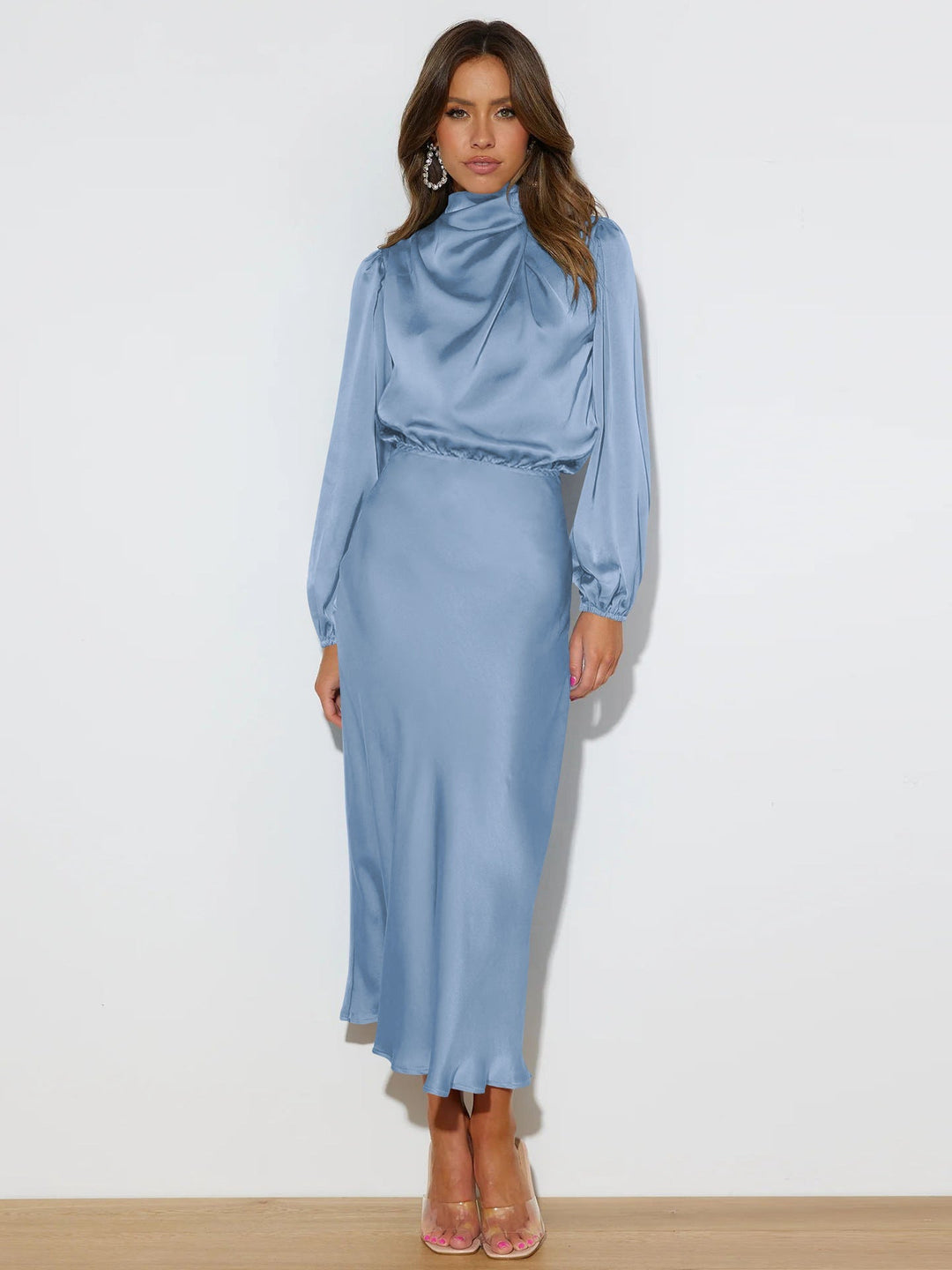 Isabella™ | Sofistikeret Satin Midi Kjole