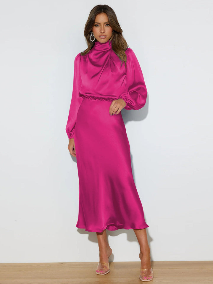 Isabella™ | Sofistikeret Satin Midi Kjole