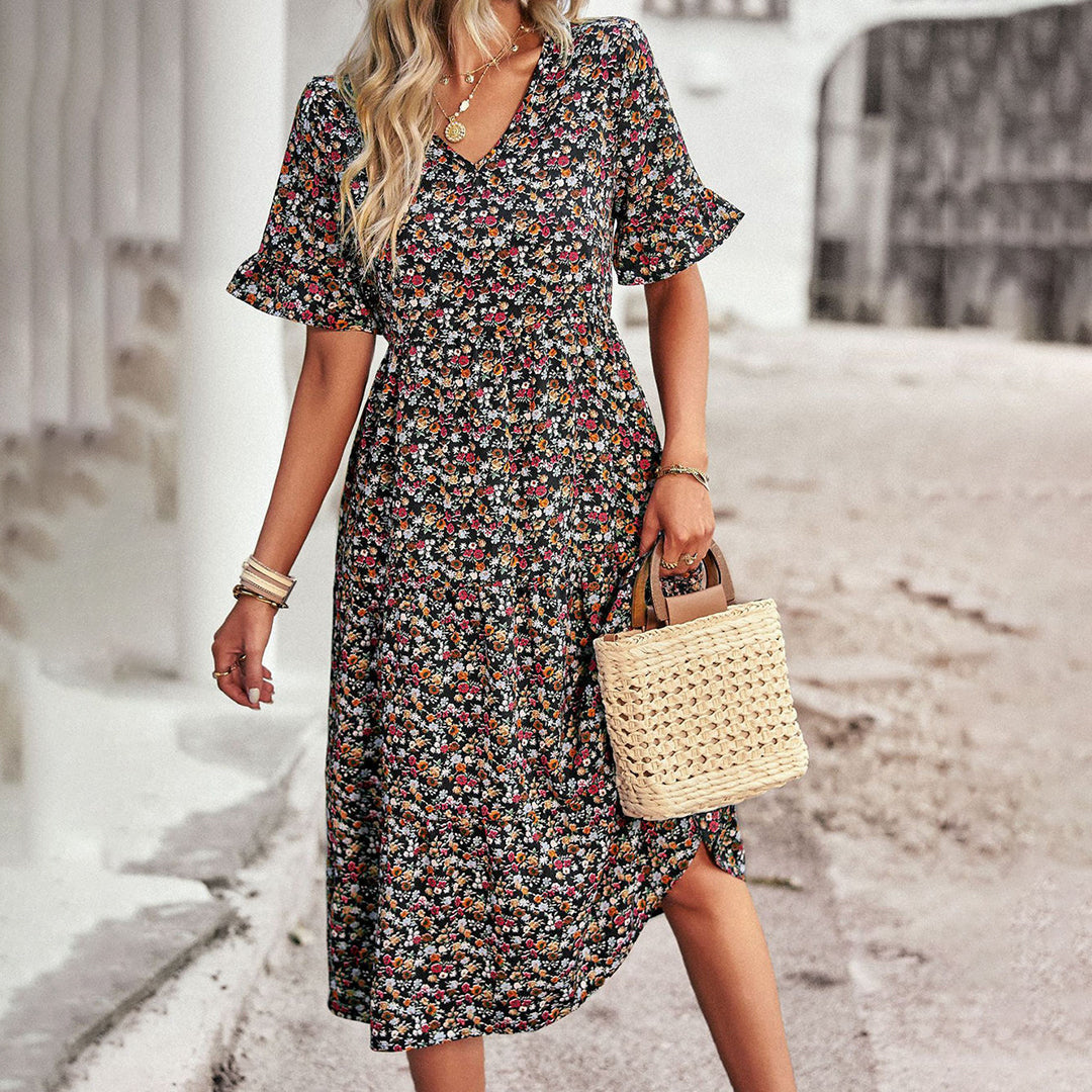 Beline™ | Blomster Midi Kjole