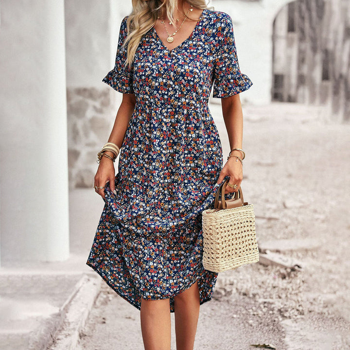 Beline™ | Blomster Midi Kjole