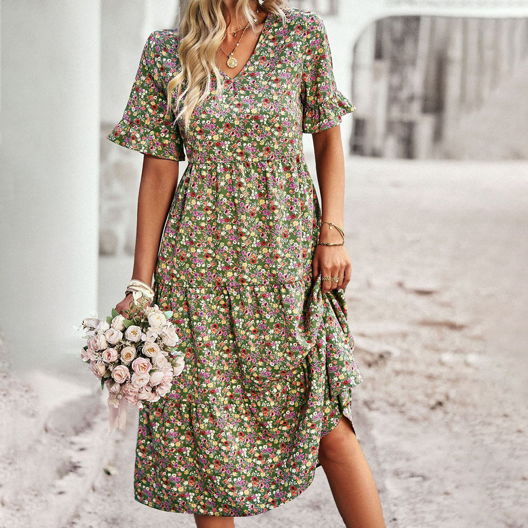 Beline™ | Blomster Midi Kjole